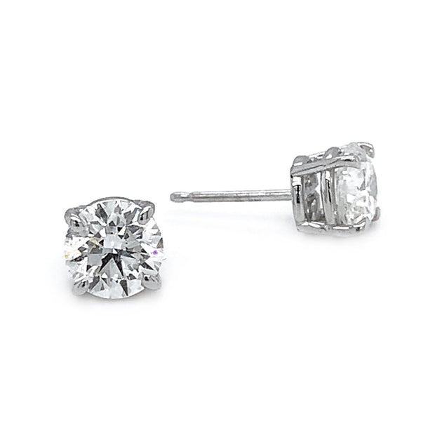 Natural Diamond Four-Prong Stud Earrings - 2.01ctw