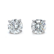 Natural Diamond Four Prong Stud Earrings - 2.01ctw