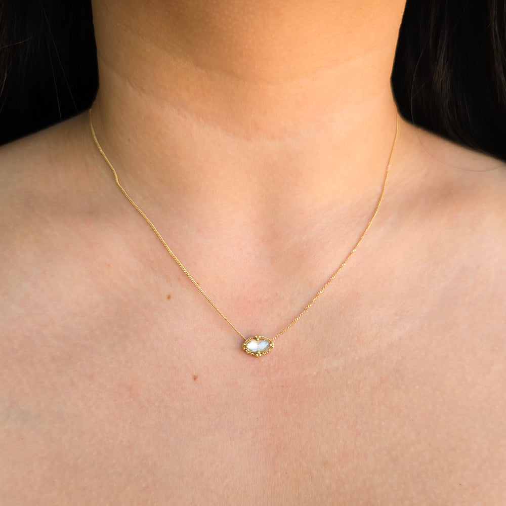 Rose-Cut Natural Diamond Gold Necklace - "Soft Glow"