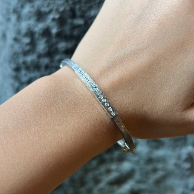 Sterling Silver & Diamond Bangle Bracelet - "Diana"