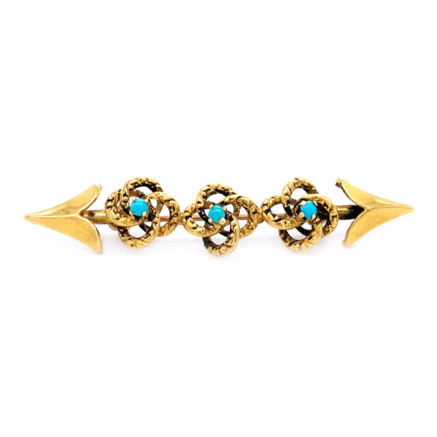 Yellow Gold & Turquoise Pin - "Arrow"