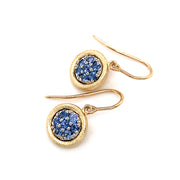 Yogo Sapphire & Gold Drop Earrings - "Mosaic"