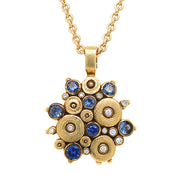 Yogo Sapphire & Diamond Cluster Pendant - "Ocean"