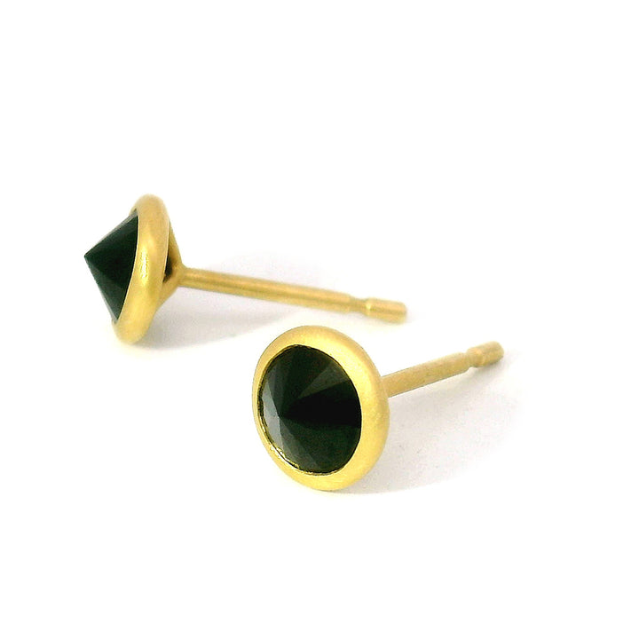 Black Spinel & Yellow Gold Earrings - "Midnight Shadow"