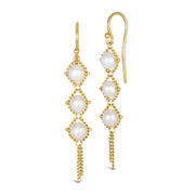 Freshwater Pearl & Gold Textile Drop Earrings