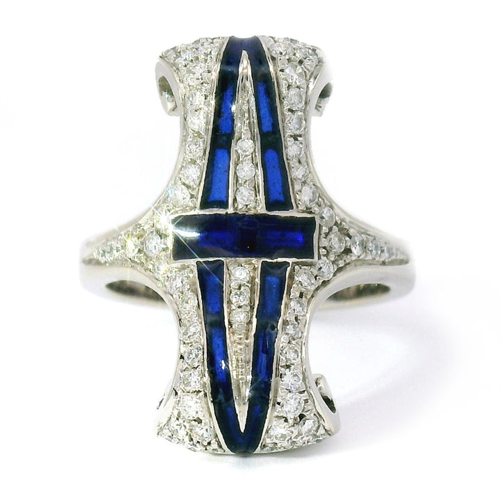 Diamond Ring with Plique-à-Jour Enamel - "Bedazzled"
