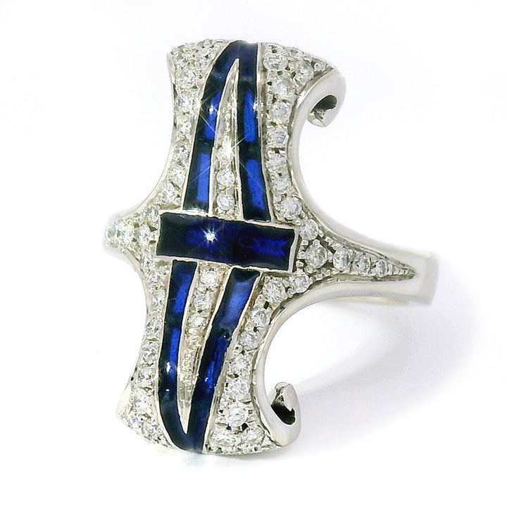 Diamond Ring with Plique-à-Jour Enamel - "Bedazzled"