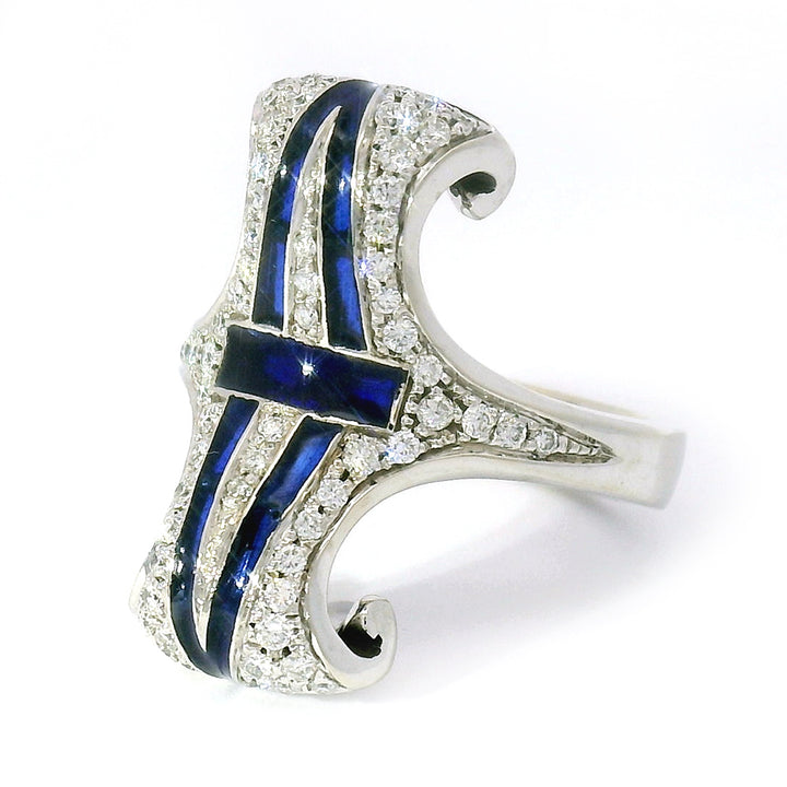 Diamond Ring with Plique-à-Jour Enamel - "Bedazzled"
