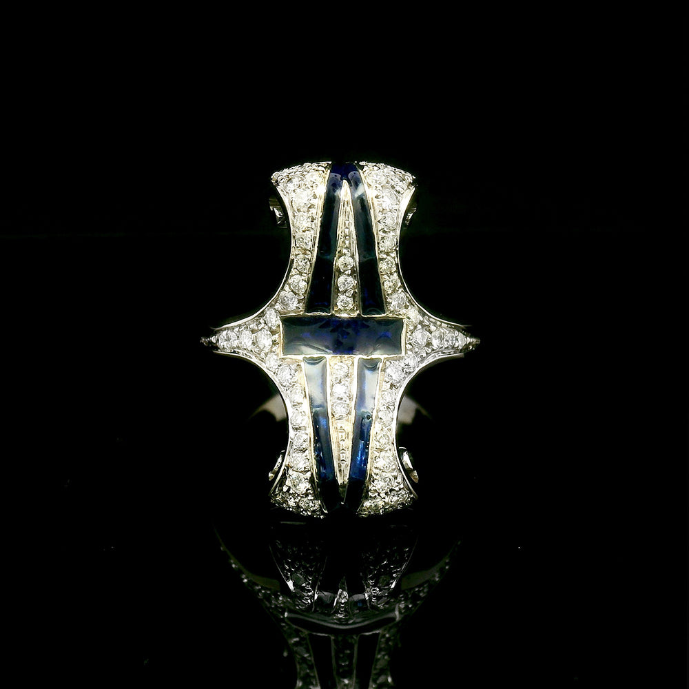 Diamond Ring with Plique-à-Jour Enamel - "Bedazzled"