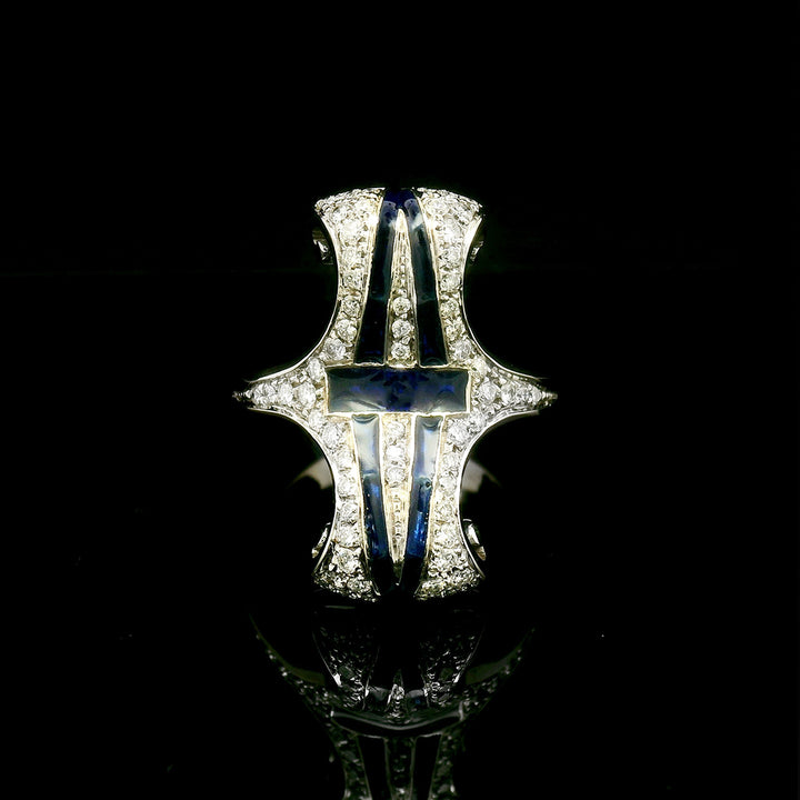 Diamond Ring with Plique-à-Jour Enamel - "Bedazzled"