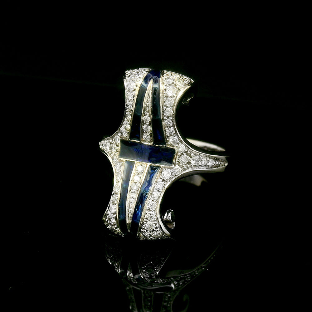 Diamond Ring with Plique-à-Jour Enamel - "Bedazzled"
