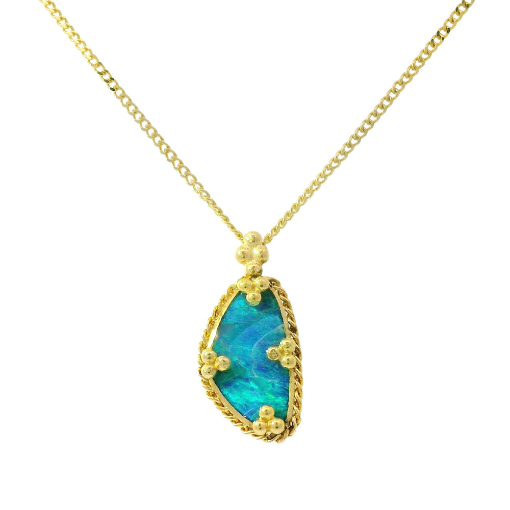 Australian Opal Doublet & Yellow Gold Necklace - "Kailani"