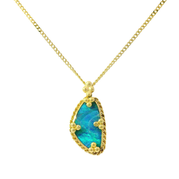 Australian Opal Doublet & Yellow Gold Necklace - "Kailani"