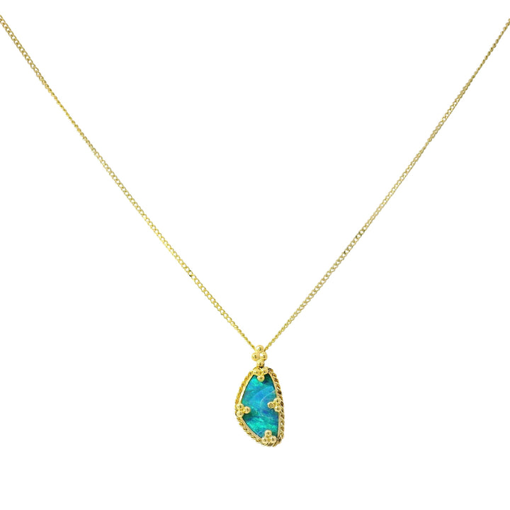 Australian Opal Doublet & Yellow Gold Necklace - "Kailani"