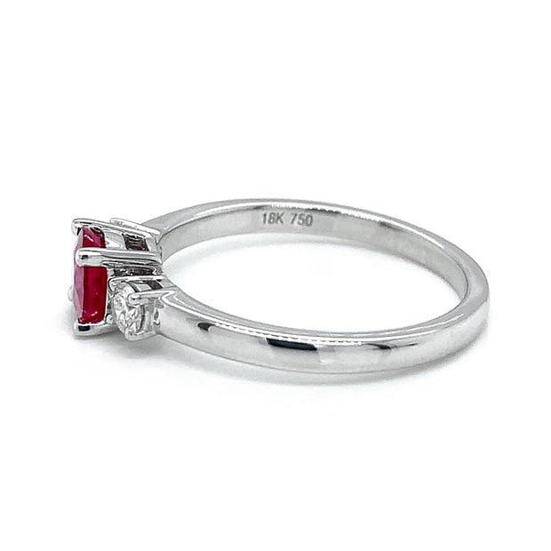 White Gold Ruby and Diamond Ring - "Ruby in White"