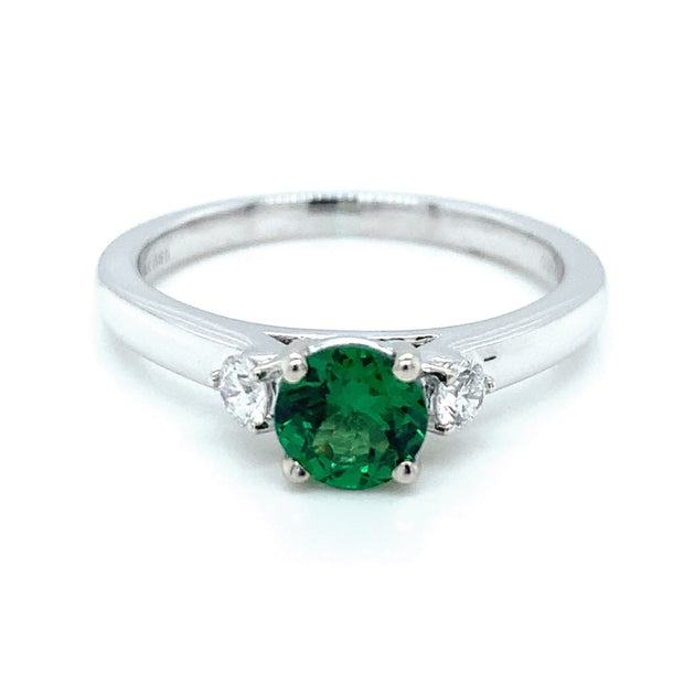 White Gold & Tsavorite Garnet Ring - "Shamrock Glam"