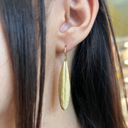 Yellow Gold Leaf Drop Earrings - "Vesta Olive Leaf"