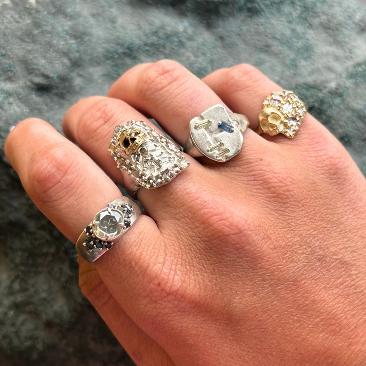 Diamond & Sterling Silver Skull Ring - "Encasement"