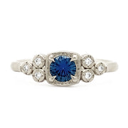 Fantasy Cut Yogo Sapphire & Diamond Engagement Ring - "Midnight Travel"