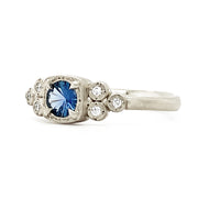 Fantasy Cut Yogo Sapphire & Diamond Engagement Ring - "Midnight Travel"