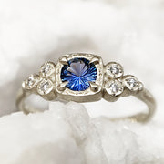 Fantasy Cut Yogo Sapphire & Diamond Engagement Ring - "Midnight Travel"