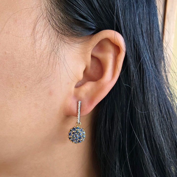 Yogo Sapphire & Diamond Drop Earrings - "Mosaic"