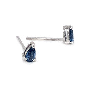 Pear-Shaped Yogo Sapphire White Gold Stud Earrings - "Ice Point"