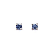 Yogo Sapphire & White Gold Stud Earrings - "Winter Dew"