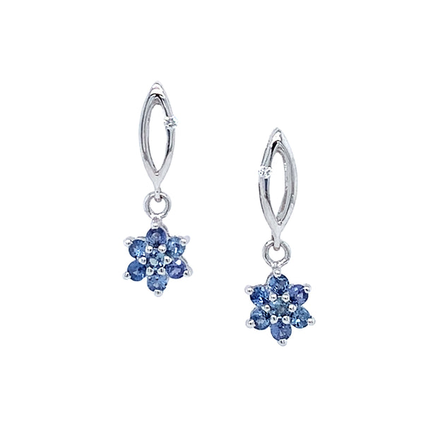 Yogo Sapphire & Diamond Earrings - "Little Flowers"