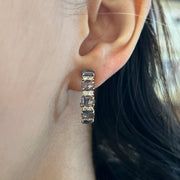 Yogo Sapphire & Diamond Semi-Hoop Earrings - "Stepping Stones"