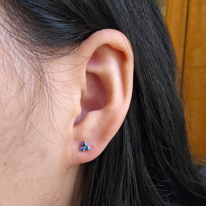 Yogo Sapphire Stud Earrings - "Trillium"