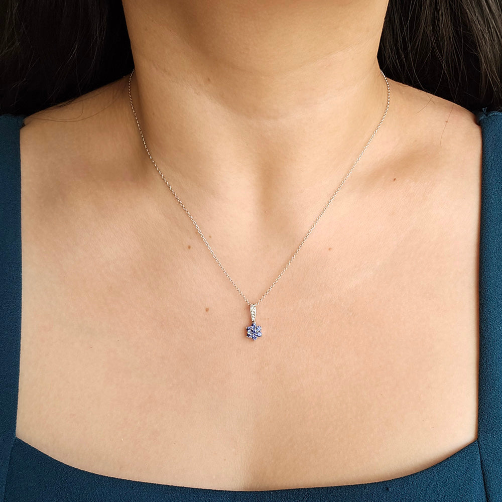Yogo Sapphire & Diamond Pendant - "Bellflower"