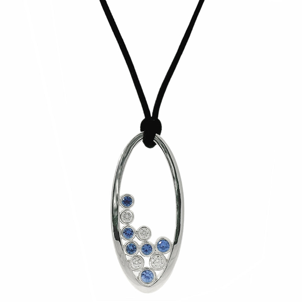 Blue Yogo Sapphire and Diamond Bubble Necklace 'Prismatic Blue'