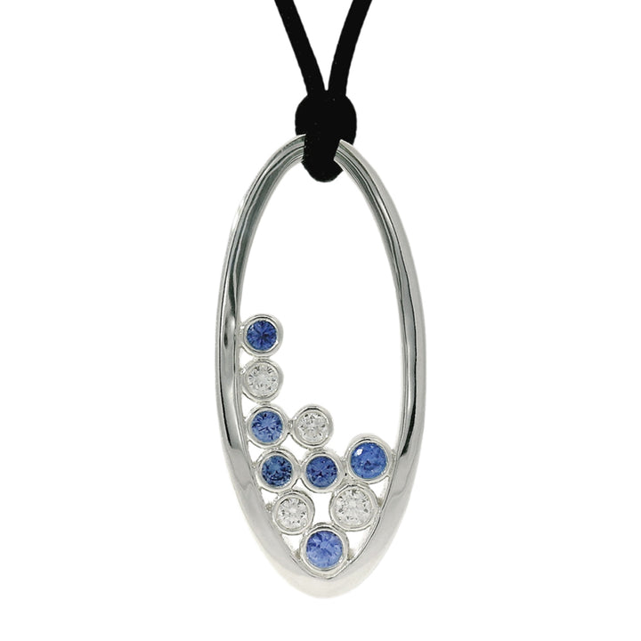 Yogo Sapphire & Diamond Bubble Necklace - "Prismatic Blue"
