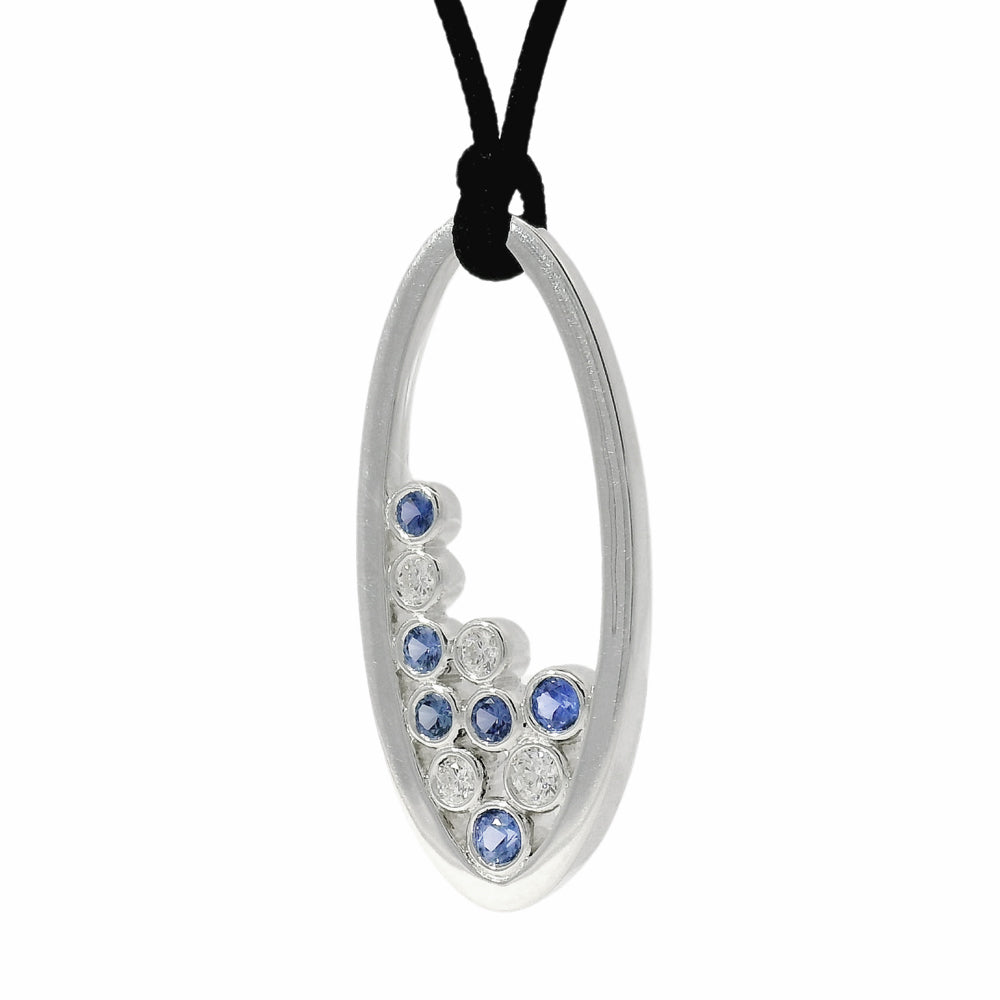 Blue Yogo Sapphire and Diamond Bubble Necklace 'Prismatic Blue'