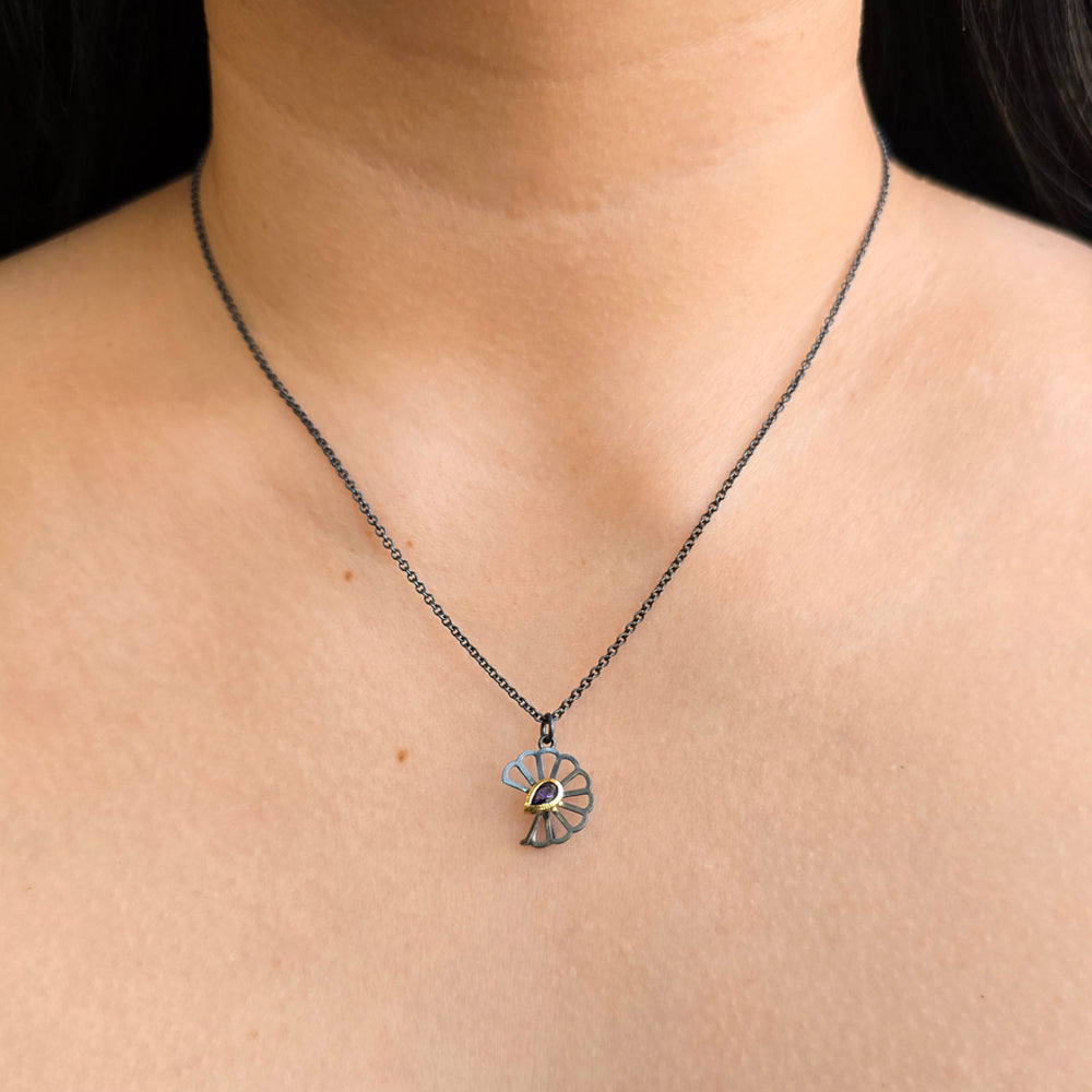 Yogo Sapphire Origami Necklace - "Petite Cloud Fold"