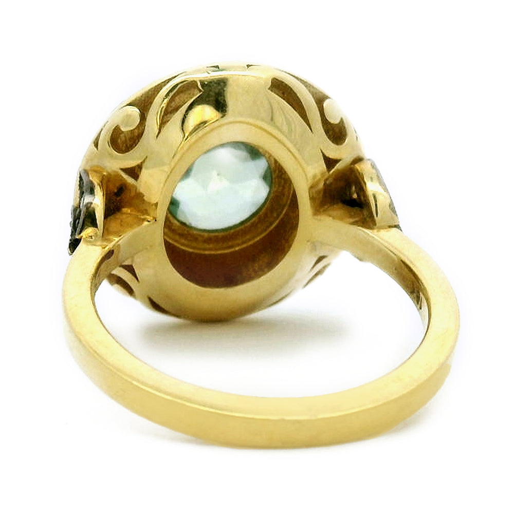 Montana Sapphire, Diamond & Enamel Ring - "Rock Candy Succulent Paradise"