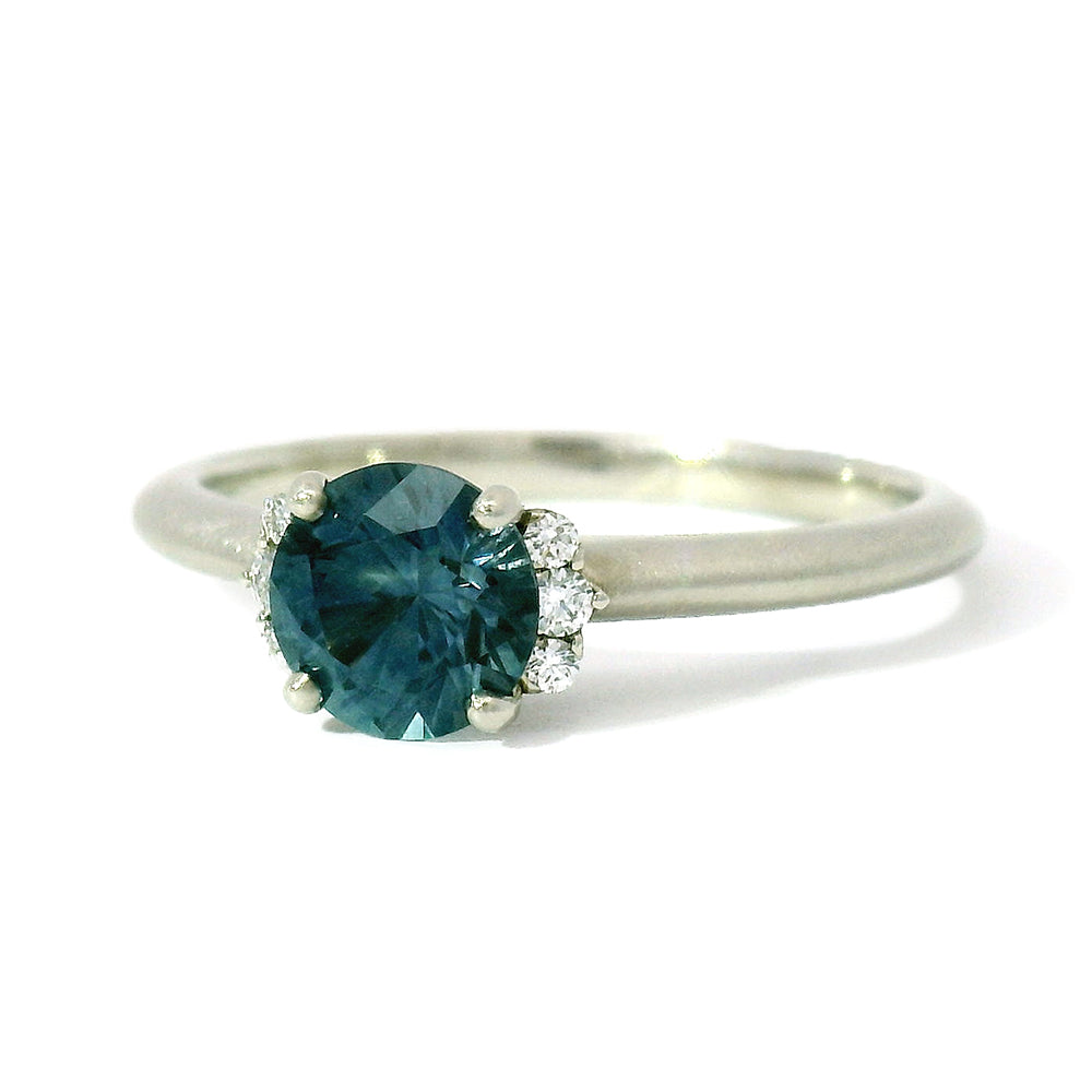 Blue Montana Sapphire & Diamond Engagement Ring - "Livia"