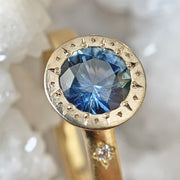 Montana Sapphire & Diamond Two-Tone Gold Engagement Ring - "Harmony Etched"