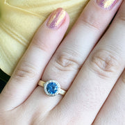 Montana Sapphire & Diamond Two-Tone Gold Engagement Ring - "Harmony Etched"