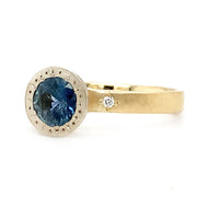 Montana Sapphire & Diamond Two-Tone Gold Engagement Ring - "Harmony Etched"