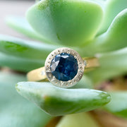 Montana Sapphire & Diamond Two-Tone Gold Engagement Ring - "Harmony Etched"