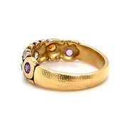 Montana Sapphire & Diamond Yellow Gold Domed Ring - "Rainbow Candy"