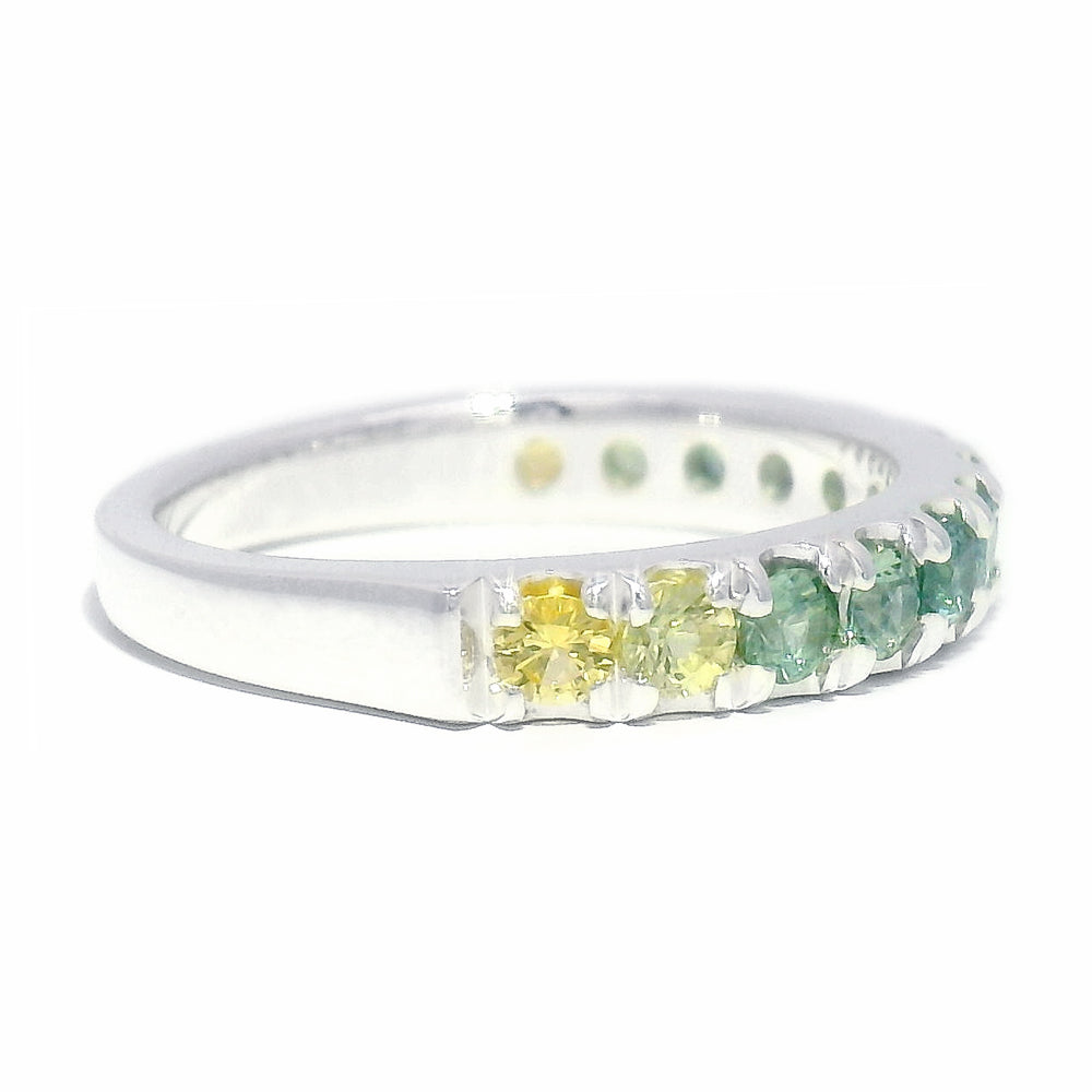 Blue-Green & Yellow Montana Sapphire Band - "Hint of Sunshine"