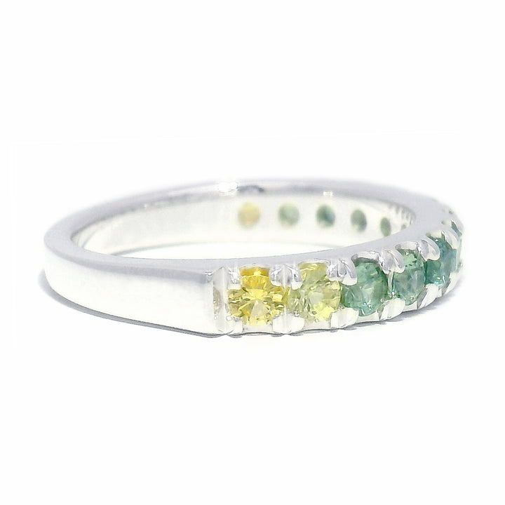 Blue-Green & Yellow Montana Sapphire Band - "Hint of Sunshine"