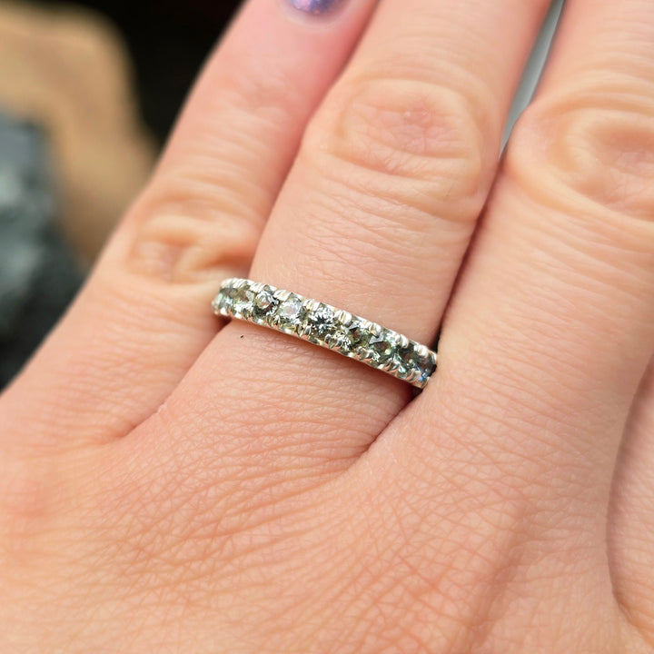 Montana Sapphire & Sterling Silver Band - "Mountain Stream"