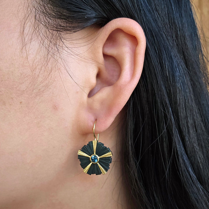 Teal Montana Sapphire Earrings- "Chroma Ray"