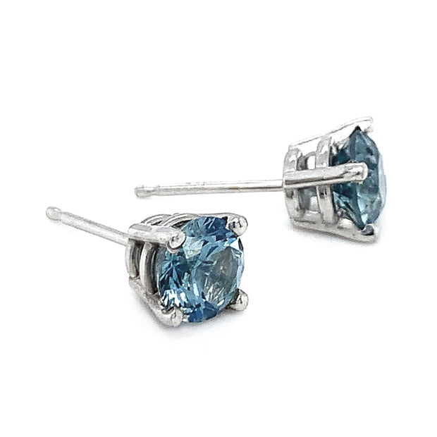 Montana Sapphire White Gold Basket Stud Earrings - "Frost"