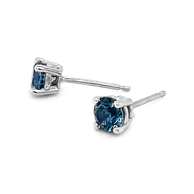 Montana Sapphire White Gold Stud Earrings - "North Fork"