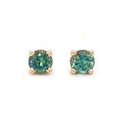 Montana Sapphire Yellow Gold Stud Earrings - "Bali"